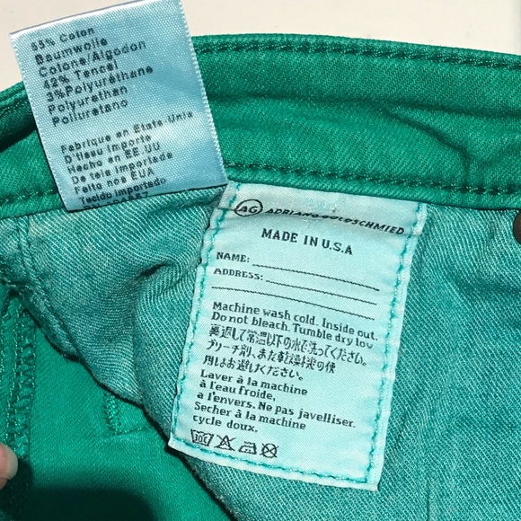 AG Adriano Goldschmied Stevie Slim Straight Ankle Jeans in Kelly Green Size 30R - Picture 7 of 9